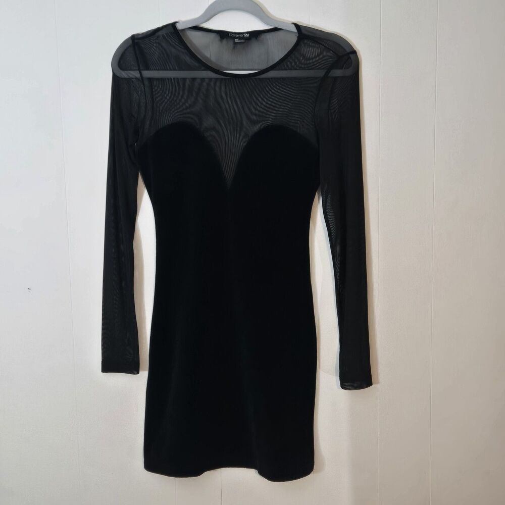 Y2K Mesh Sheer Velvet Mini Dress Black Goth Bodycon Dark Feminine